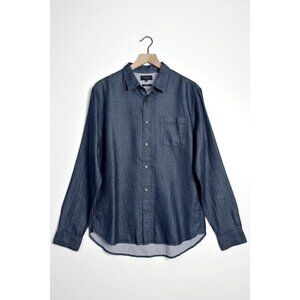 VINCE Mens Double Face Jacquard Button Down Shirt